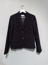 Calvin Klein 2 Button Blazer Jacket Suit Women Sz 8 Career Office Work Black