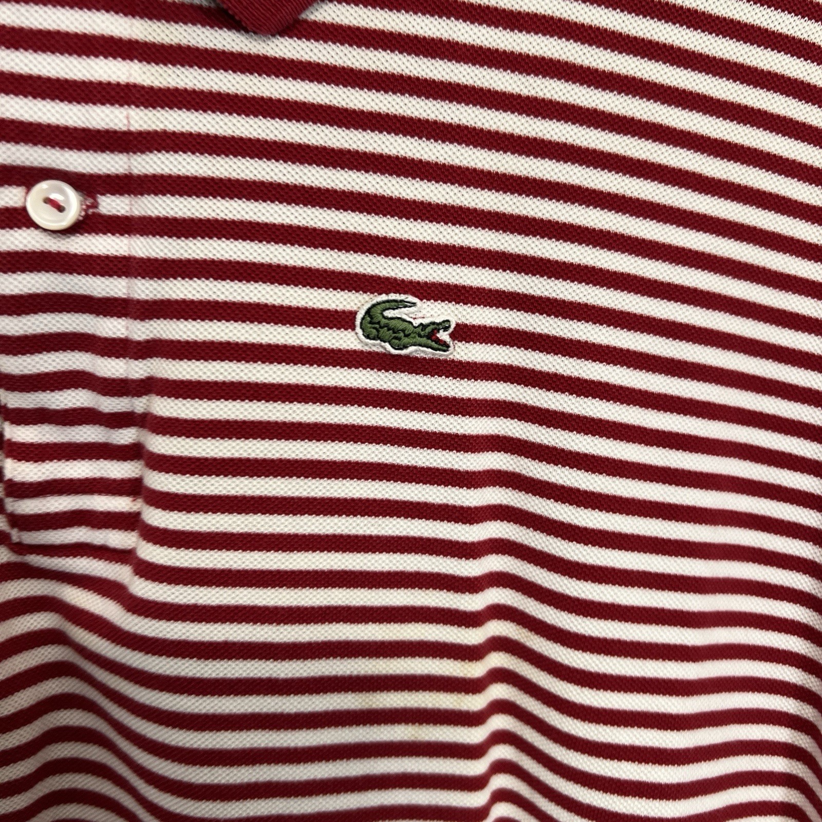 LACOSTE Polo Shirt Mens 8 US 2XL Red White Striped Short Sleeved Golf thumbnail 3