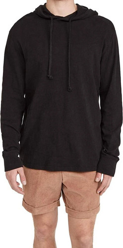 RAG & BONE Mens Flame hoodie slubbed cotton knit top sweatshirt in Black XS $275