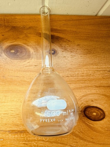 Corning PYREX Glass Class B 500mL Volumetric Flask No. 5581 Vintage Pre-owned - Afbeelding 1 van 12