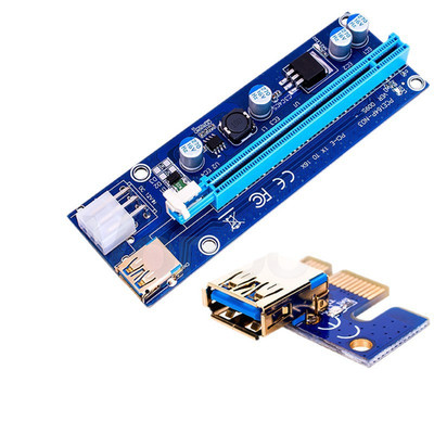 PCIe x1 to x16 GPU Riser Cable 009S with USB 3.0 Extension Adapter///