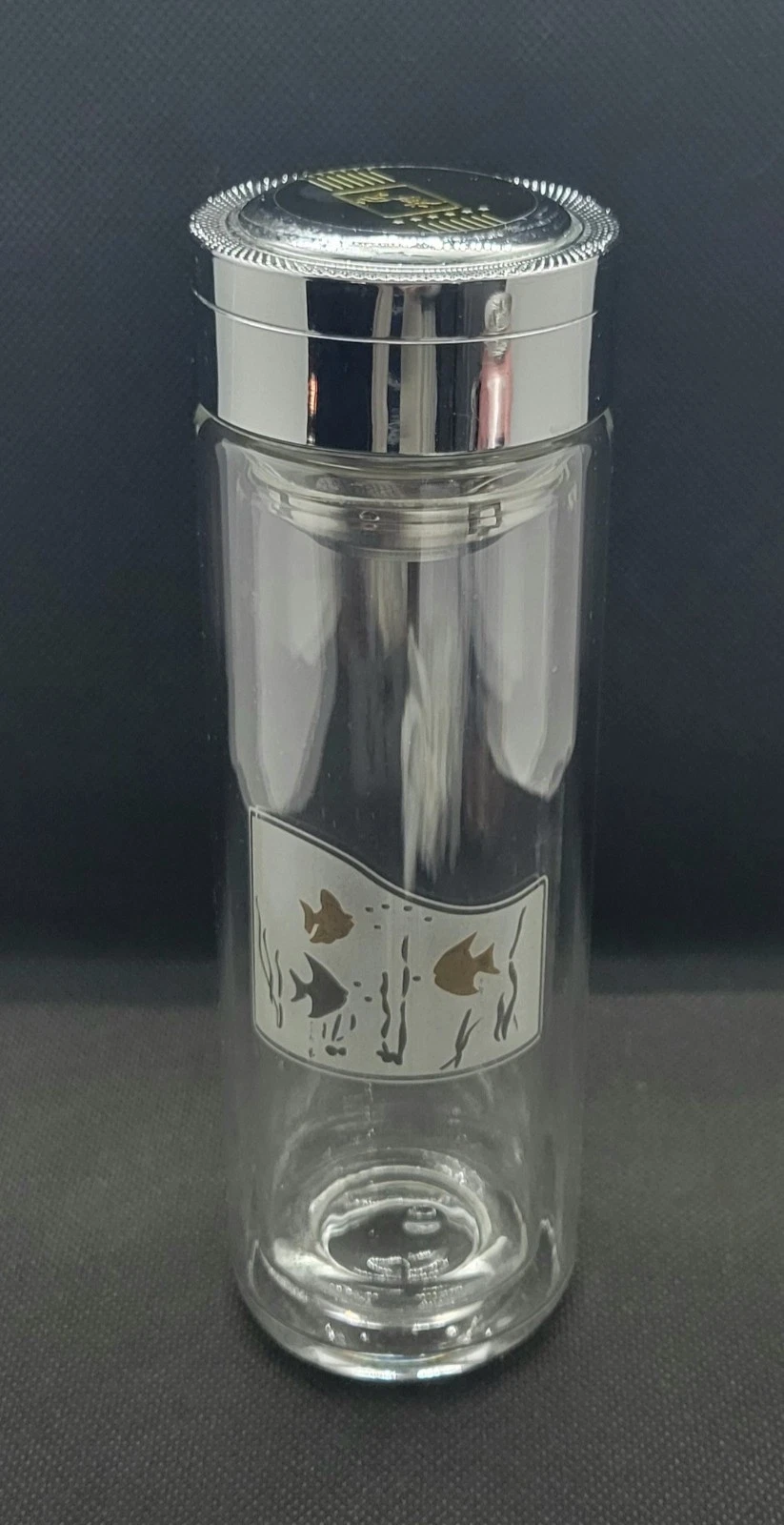 Vintage Individual Asian Glass Tea Infuser Bottle, Portable, Double Walled
