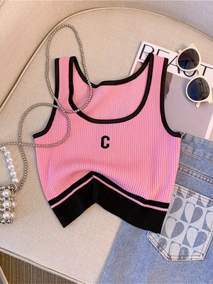 Colorblock Rib-Knit Crop Tank Top for Women - Casual Sleeveless Style