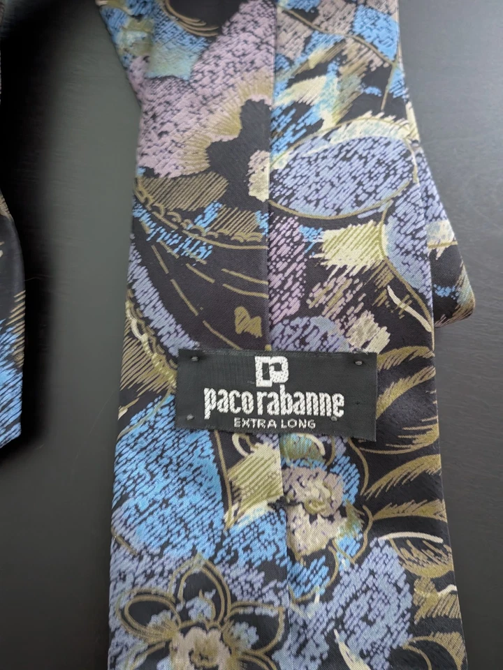 Corbata Paco Rabanne Estampado Floral Tropical Vintage Foto 4 de 4