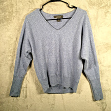 Tahari 100 2 Ply Cashmere Women's Sweater Long Sleeve Light Blue Size Medium