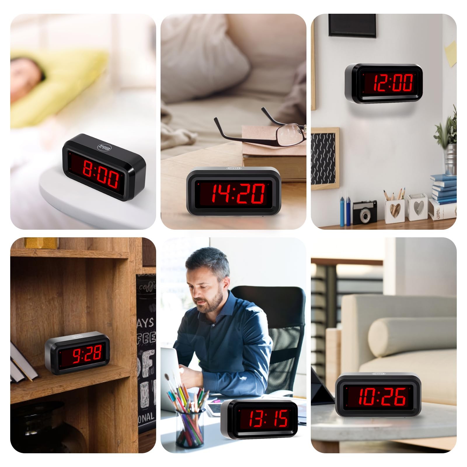 Timegyro Digital Alarm Clock Battery Operated with LED Display for Bedrooms, ...