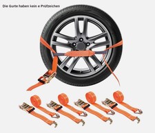 4x 35mm Autotransport Spanngurt Radsicherung Zurrgurt PKW Trailer KFZ Reifengurt