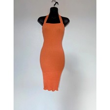 Backless bodycon orange midi dress size S/M