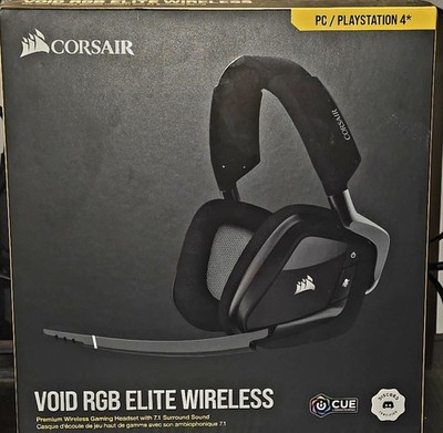 Corsair Void RGB Elite Wireless Gaming Headset Black, Premium 7.1 Surround Sound