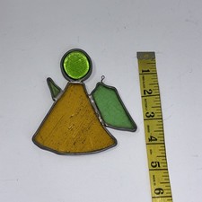 Stained Glass suncatcher angel Window Art Ornament green yellow