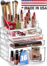 Clear Makeup Organizer 16 Compartment 4 Drawer Cosmetic Jewelry Storage Box