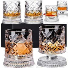 4Pcs Set Spinning Whiskey Glasses 9.5Oz Lead-...