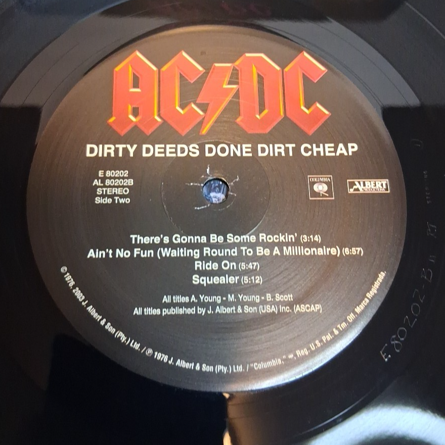 AC/DC Dirty Deeds Done Dirt Cheap Vinyl Record Album w/ Slip Cover