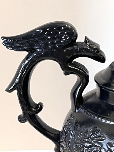 Antique Black Basalt Teapot With Eagle Handle - Picture 6 of 21