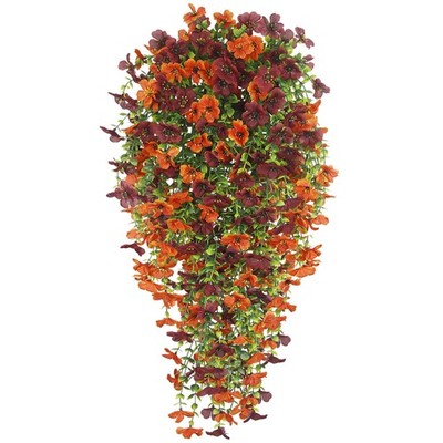 4 Pcs Artificial Hanging Flowers for Outdoors Fall Decorations Faux Silk Dais...