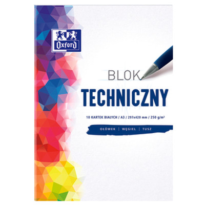 5904017072560 Blok techniczny A3 10 kartek, biały, Oxford Hamelin Group