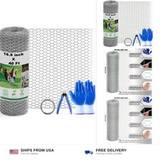 Chicken Wire Fencing Mesh, 16.9 Inch x 40 Feet Metal Floral Chicken Wire Fenc...