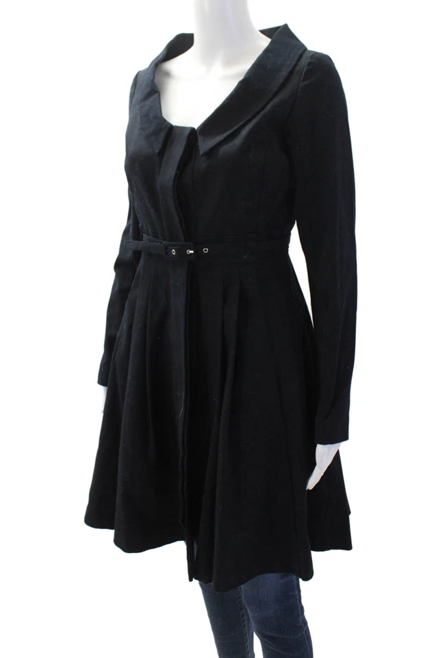 Susana Monaco, женщин черный хлопок с воротником кнопка пальто с длинным рукавом размер M - Изображение 2 из 4