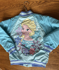 New Disney Store Frozen Jacket 5/6 Elsa Olaf insulated lined Blue Purple trim