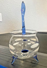 Vintage 1930s Bimini vase dish mini Vessel Blown Glass blue swirl handle antique — photo 2