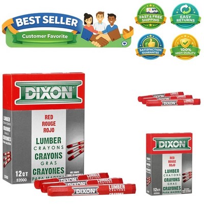 Industrial Lumber Marking Crayons, 4.5'' x 1/2'' Hex, Red, 12-Pack 52000
