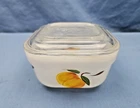 Vintage Fire King Gay Fad Painted Fruit Refrigerator Dish • Container with Lid