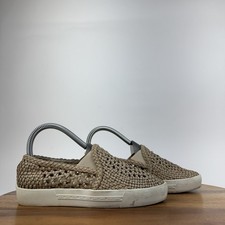 Womens Joie Dewey Beige Leather Woven Slip On Casual Sneakers Size EU 35 GUC