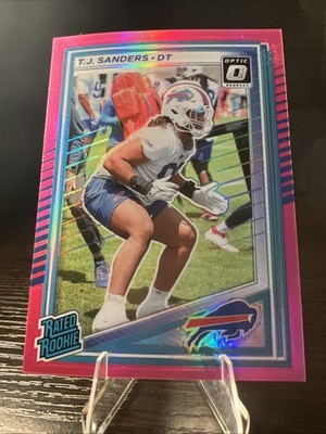2025 Panini Donruss - Rated Rookie T.J. Sanders #351 Optic Preview Pink Prizm...