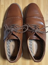 Freeman Boys Brown Lace Up Oxfords Formal Church Sz 4 M