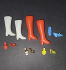 Vintage Barbie Doll Shoe Boot Heels Shoes Lot Red Gold Blue Yellow White Pairs