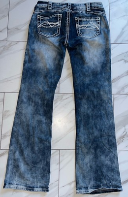 #ad #ad Cowgirl Tuff Womens 27 Bootcut Jeans Distressed Thick Stitch Western Stretch $54.99