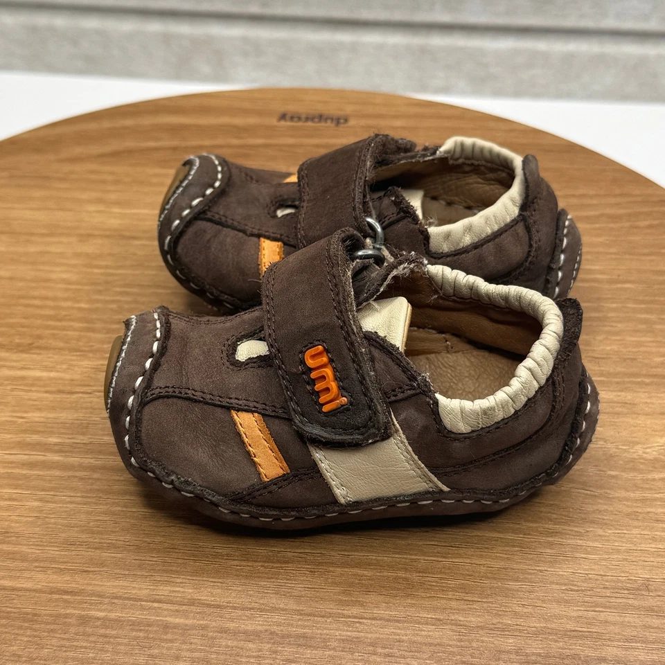 Umi Renacuajo Marrón Cuero Bebé Zapatos Talla EUR 18 Edad 6-12 Mo Bebé Infante Foto 3 de 4