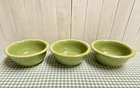 Vtg Hull Avocado Green Drip Fruit Dessert Sauce Bowl - Set/3