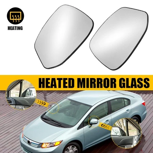 Mirror Glass Replacement For 2012-13 Honda Civic Driver Passenger Side Heated
