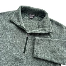 Eddie Bauer Women XS Green Gray Heather Fleece Quarter Zip Pullover Sweater Cozy