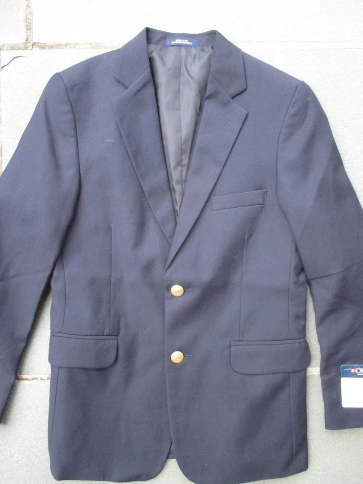 CHAPS Boy NAVY Blue BLAZER Sport Coat Single Breast SCHOOL Uni BRASS Buttons 12 - Image 4 of 4
