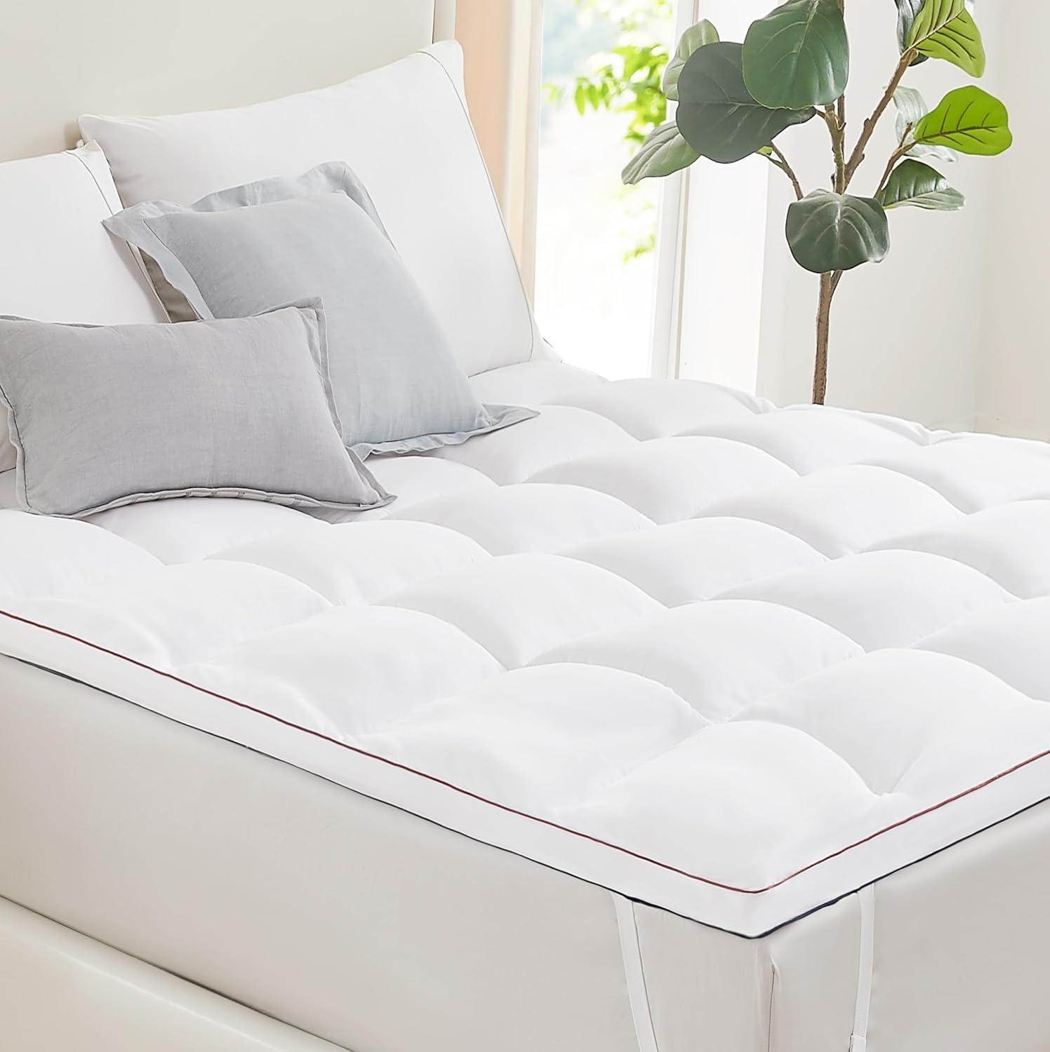 Cooling Pillow Top Mattress Topper for Full XL Size with Extra Comfort