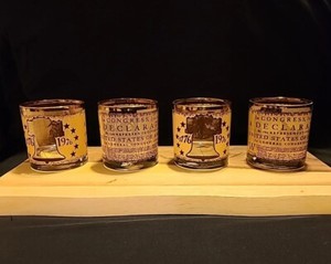 Vintage Bicentennial 1776-1976 Liberty Bell Whiskey Low Ball Glasses (Set Of 4)