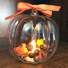 PUMPKIN CANDLE HOLDER ORNAMENT - Has Flameless Candle and Fall Garland & Ribbon — photo 2