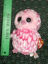 Ty Beanie Boo * Owl * PINKY * 6" * RARE * PINK * 2014 * Sparkle eyes * MWMT