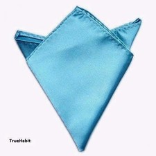  98 Bloomingdales Mens Handkerchief Light Blue Solid Casual Formal Pocket Square