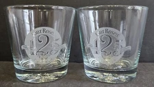 Four Roses Bourbon Whiskey 125th Anniversary 3" Rocks Glasses Set of 2 Barware