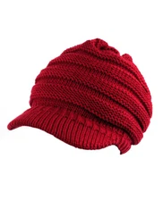 New! Genuine C.C. Beanie Warm & Thick Cable Knitted Brim Visor CC Beanie Cap