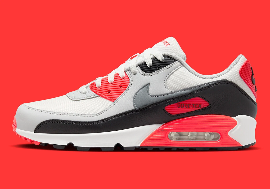 Nike Air Max 90 GTX Infrared Gore-Tex White Grey Red FD5810-101 Men's