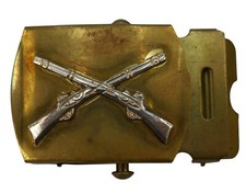 WWII Infantry Crossed Rifles Brass Belt Buckle
