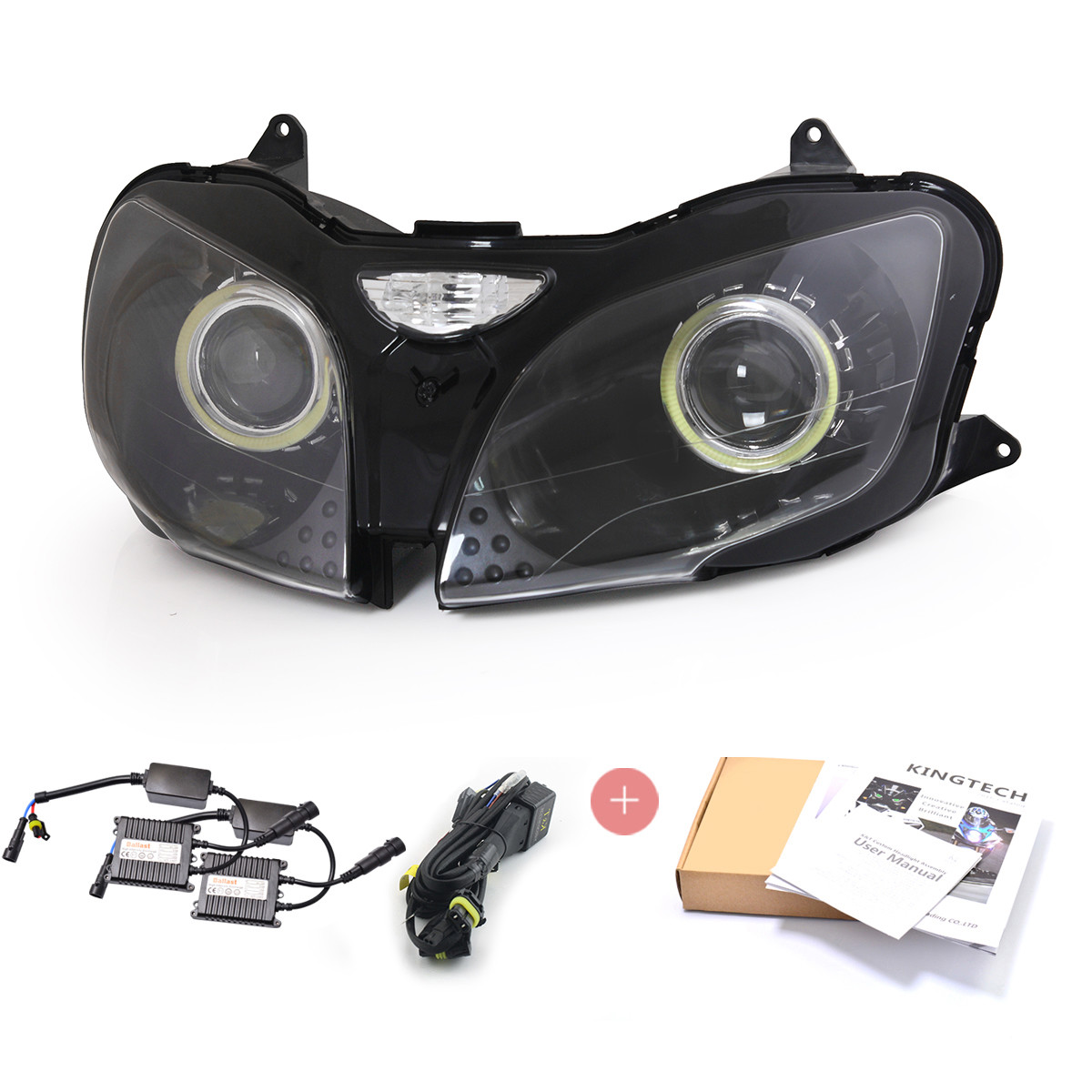 KT LED Angel Eye HID Headlight Assembly for Kawasaki Ninja Zx9r