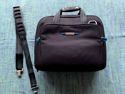 Akten Laptop Tasche Samsonite 1910 mit blauen Zippern + Applikation Schultergurt
