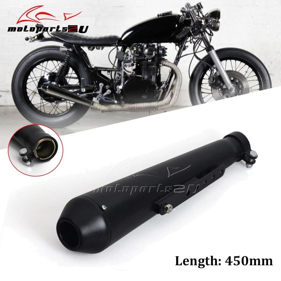 Silenciadores de escape cortos de cono de motocicleta 450 mm para Harley Honda Bobber Choppers Foto 2 de 4