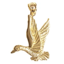 New 14k Yellow Gold Duck Pendant