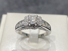 2 Ct Round Cut Simulated Art Deco Wedding Engagement Ring 14K White Gold Finish